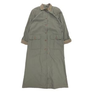 EDDIE BAUER 90s Corduroy Collar Canvas Barn Trench Coat Chore Jacket Large Olive